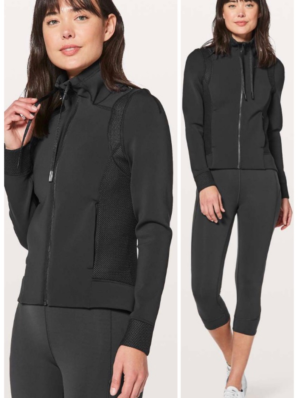 Lululemon Hot Mesh Jacket Size 10 Black Full Zip Pockets Athleisure Activewear